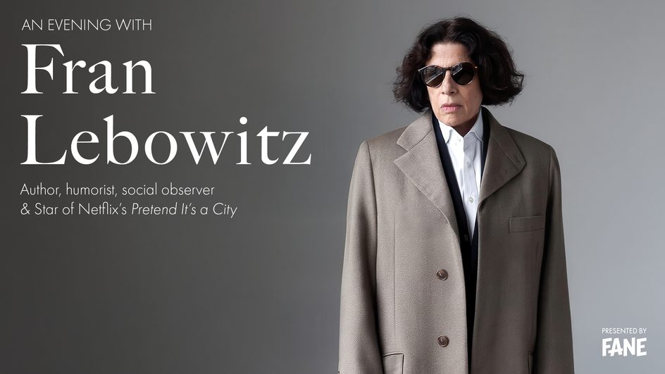 Fran Lebowitz in person wearing a light jacket
