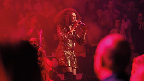 Motown singer on stage