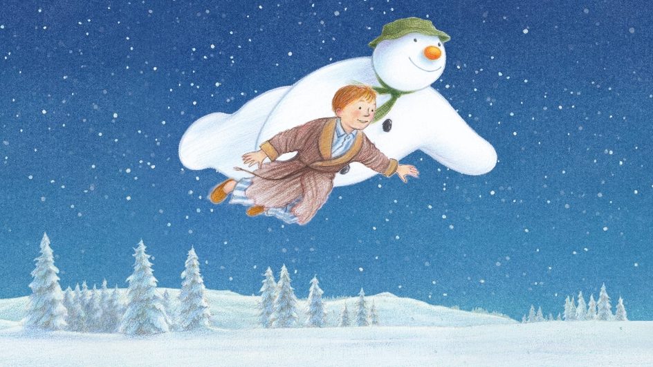 The snowman flying with a boy